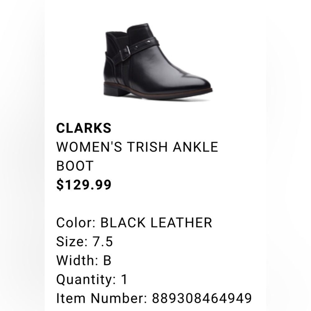 EUC Almost New Clarks Women’s Trish Ankle / Chelsea Boots Black Leather 7.5